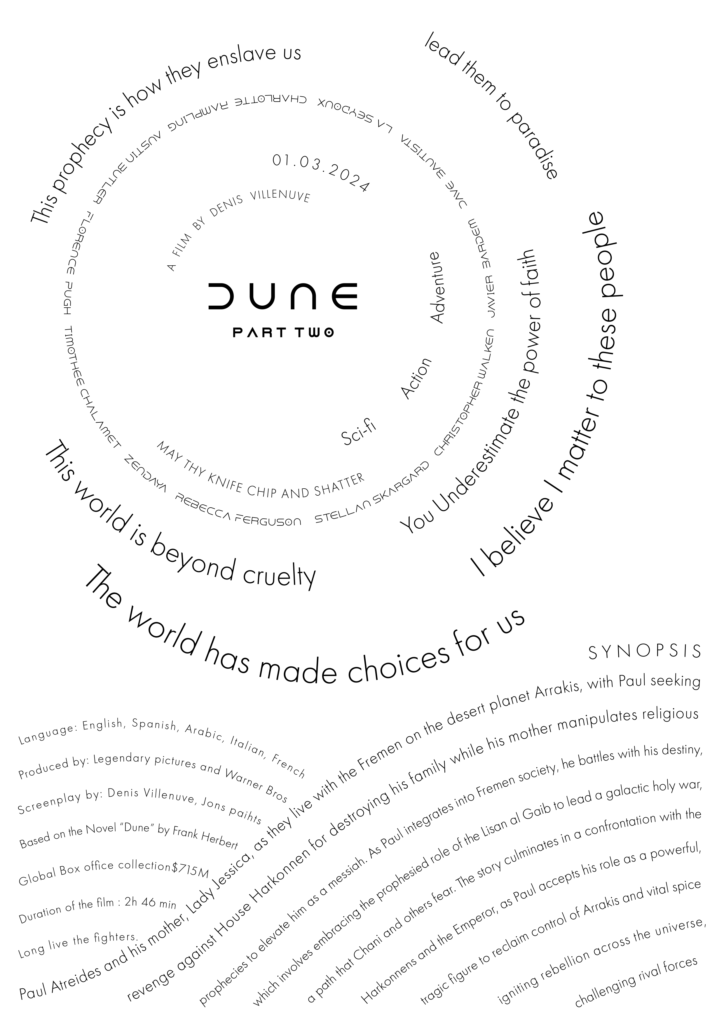 Functional typography poster created for the Dune poster series.