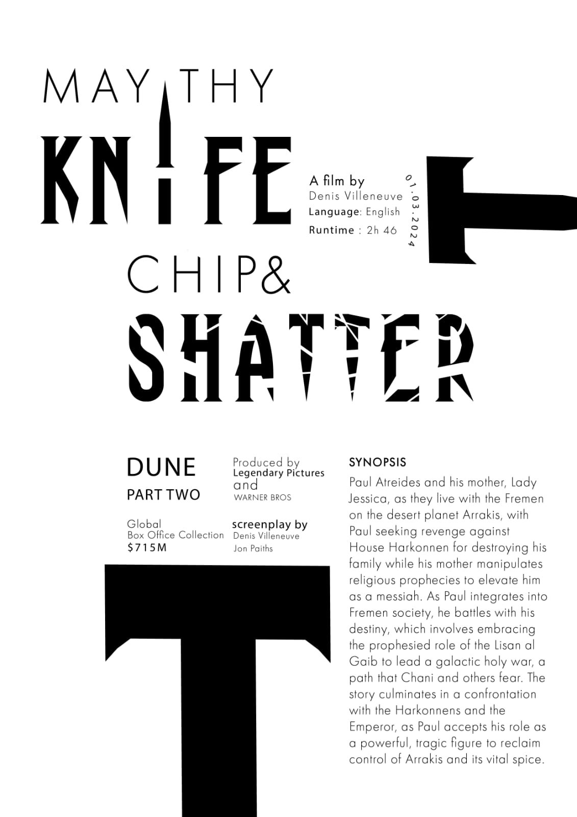 Expressive typography poster created for the Dune poster series.
