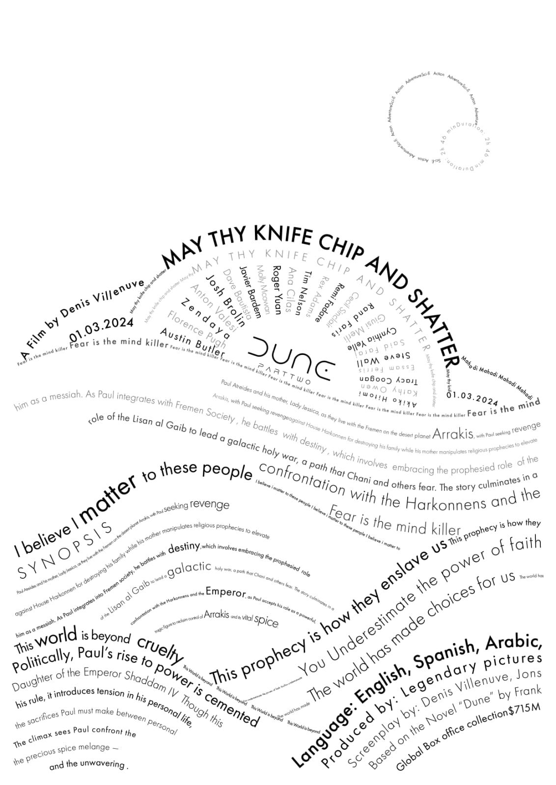 Experimental typography poster created for the Dune poster series.