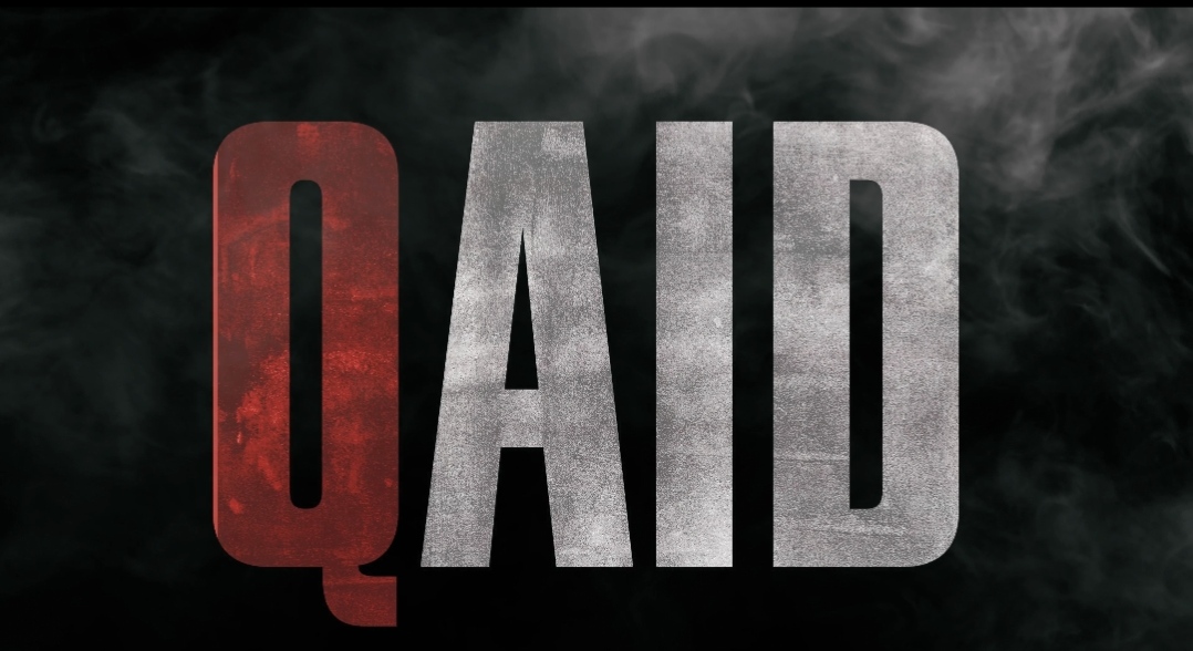The title card for the short film Qaid.